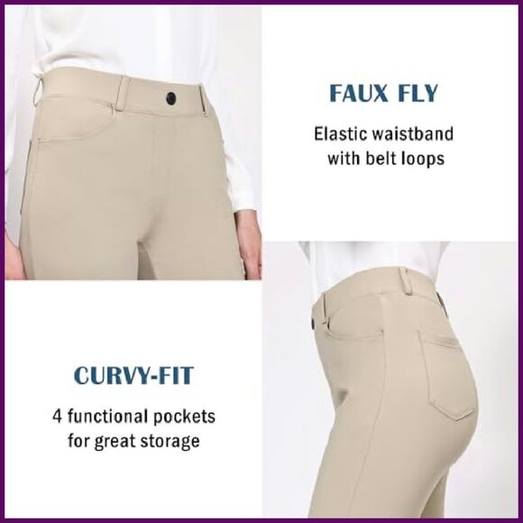 Stretchy Yoga Dress Pants Professional Work Slacks Straight Leg Bootcut - Picture 5 of 8